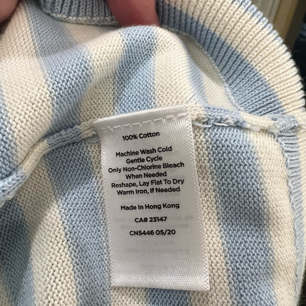Talbots Light Blue and White V-Neck Sweater - Picture 5 of 7